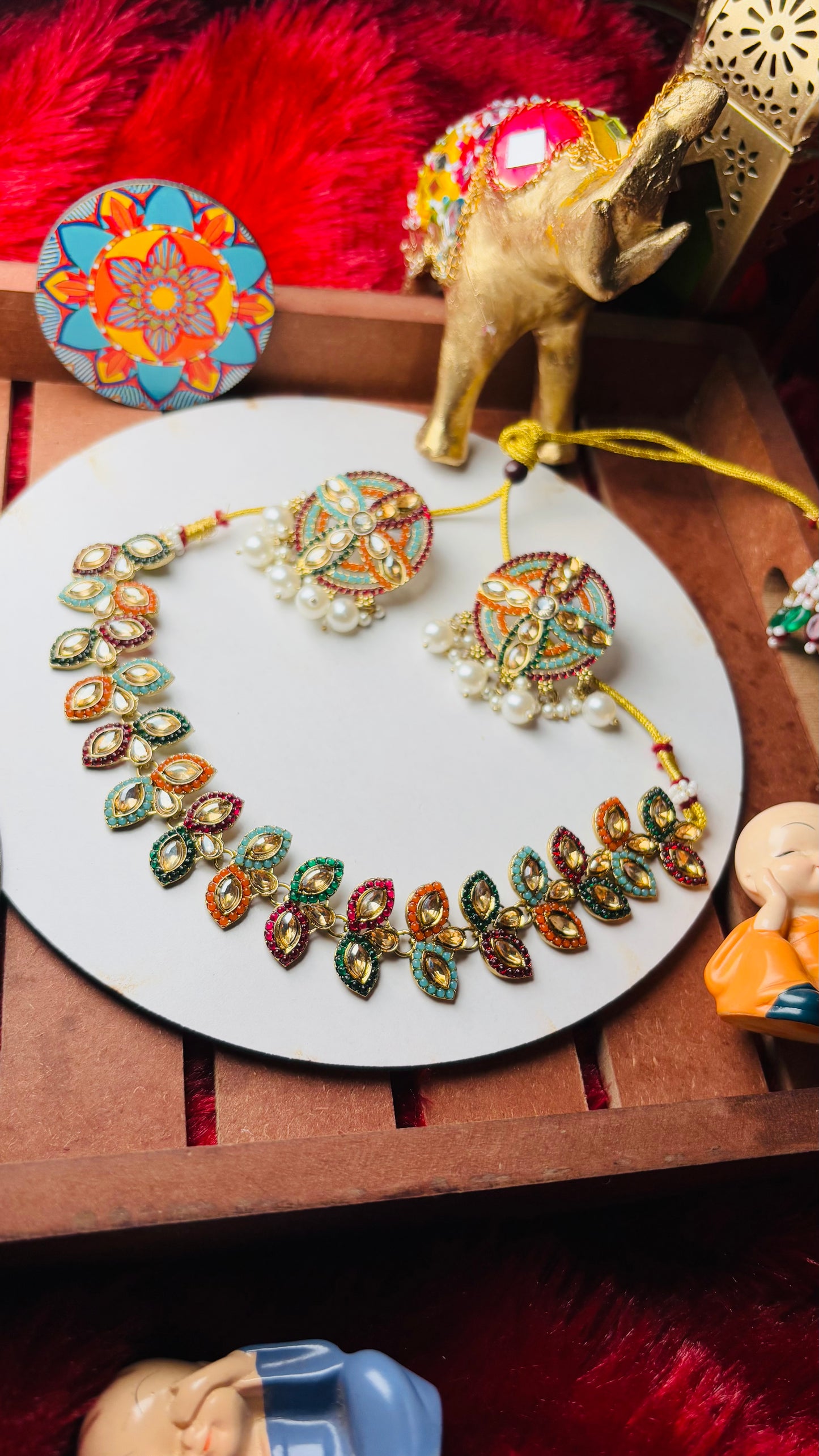 Pakistani Multicoloured Choker and Earrings