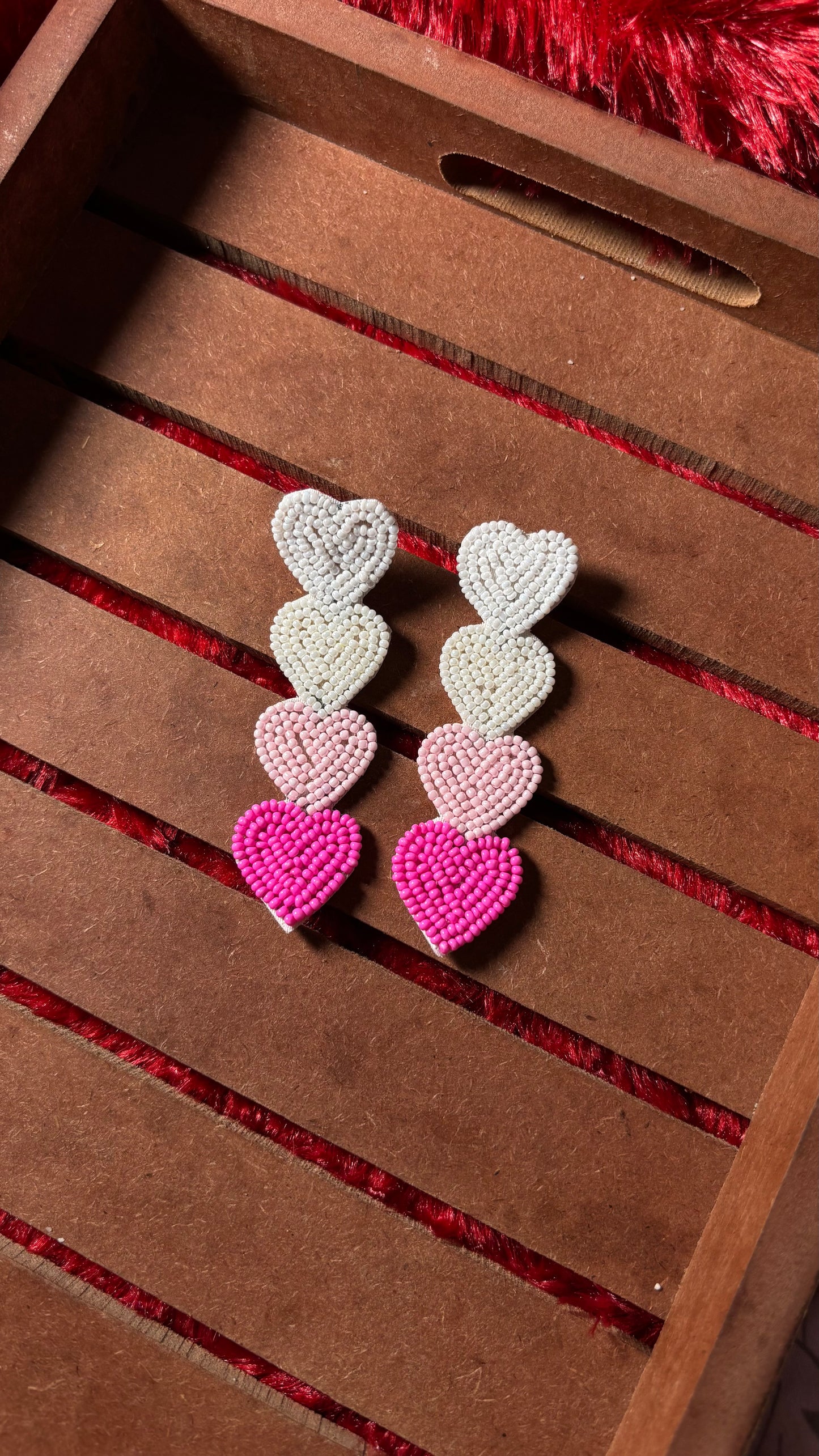 4 layered Heart Design Beads Earrings