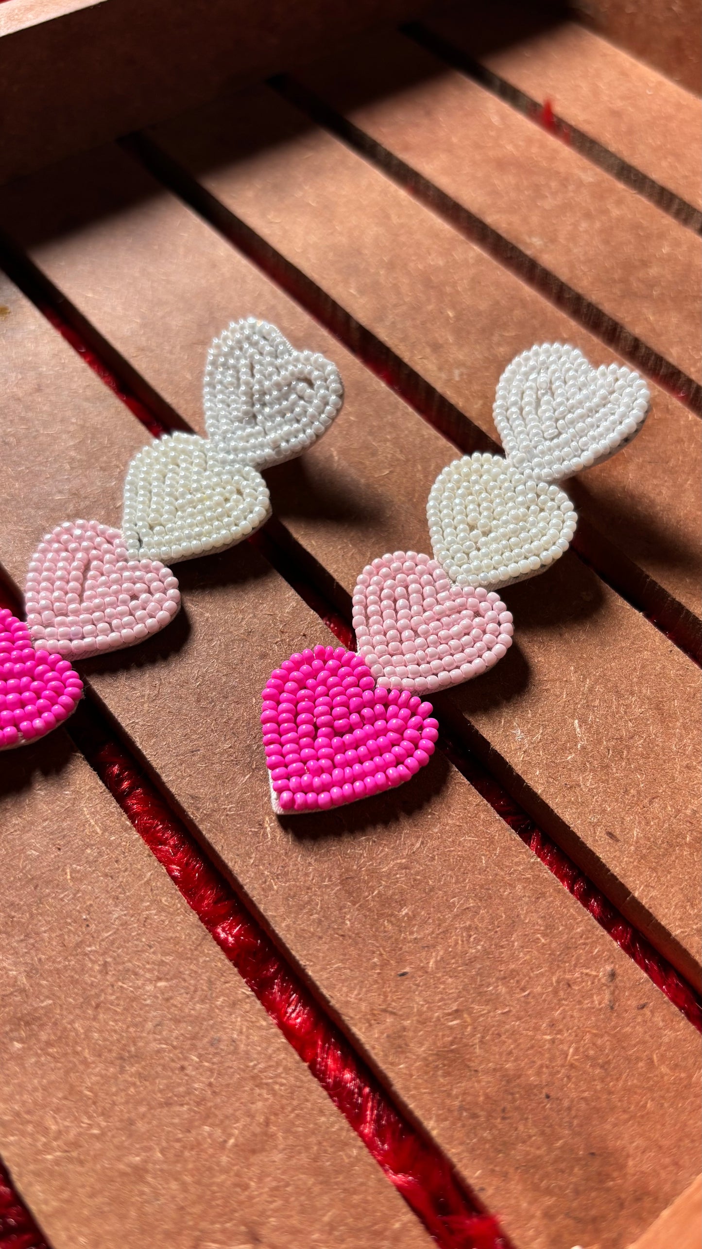 4 layered Heart Design Beads Earrings