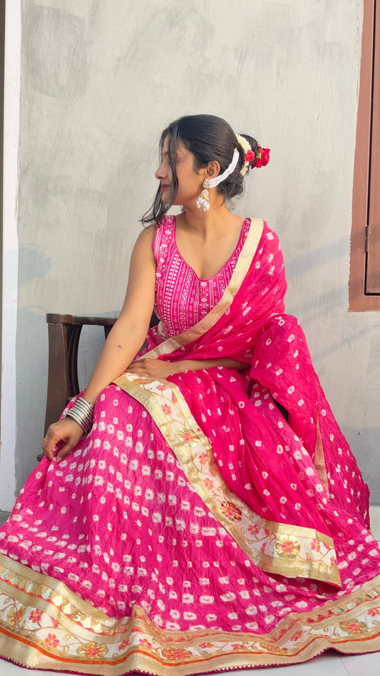 Jaipuri Jhilmil Lehnga (Pink)