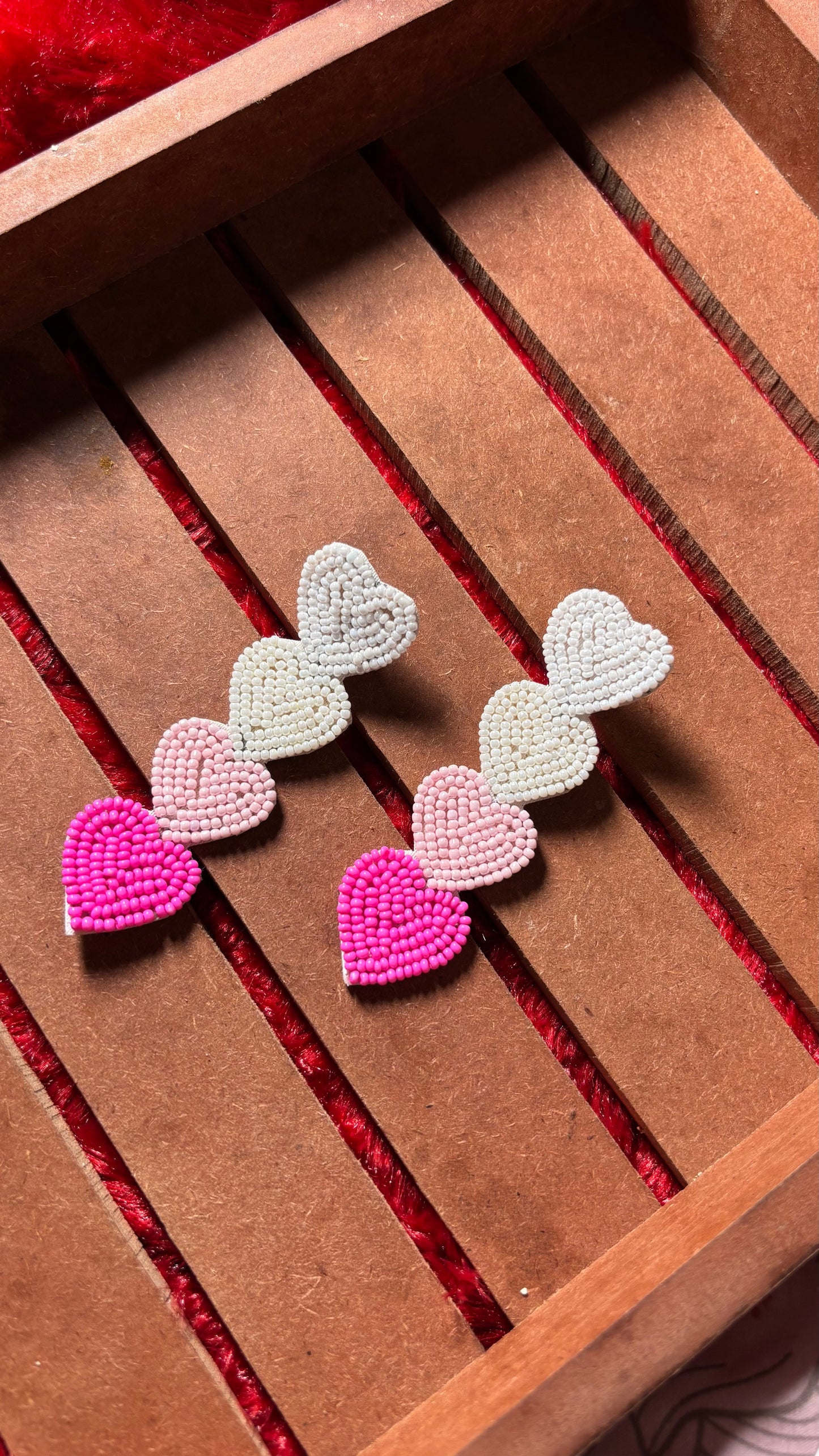 4 layered Heart Design Beads Earrings