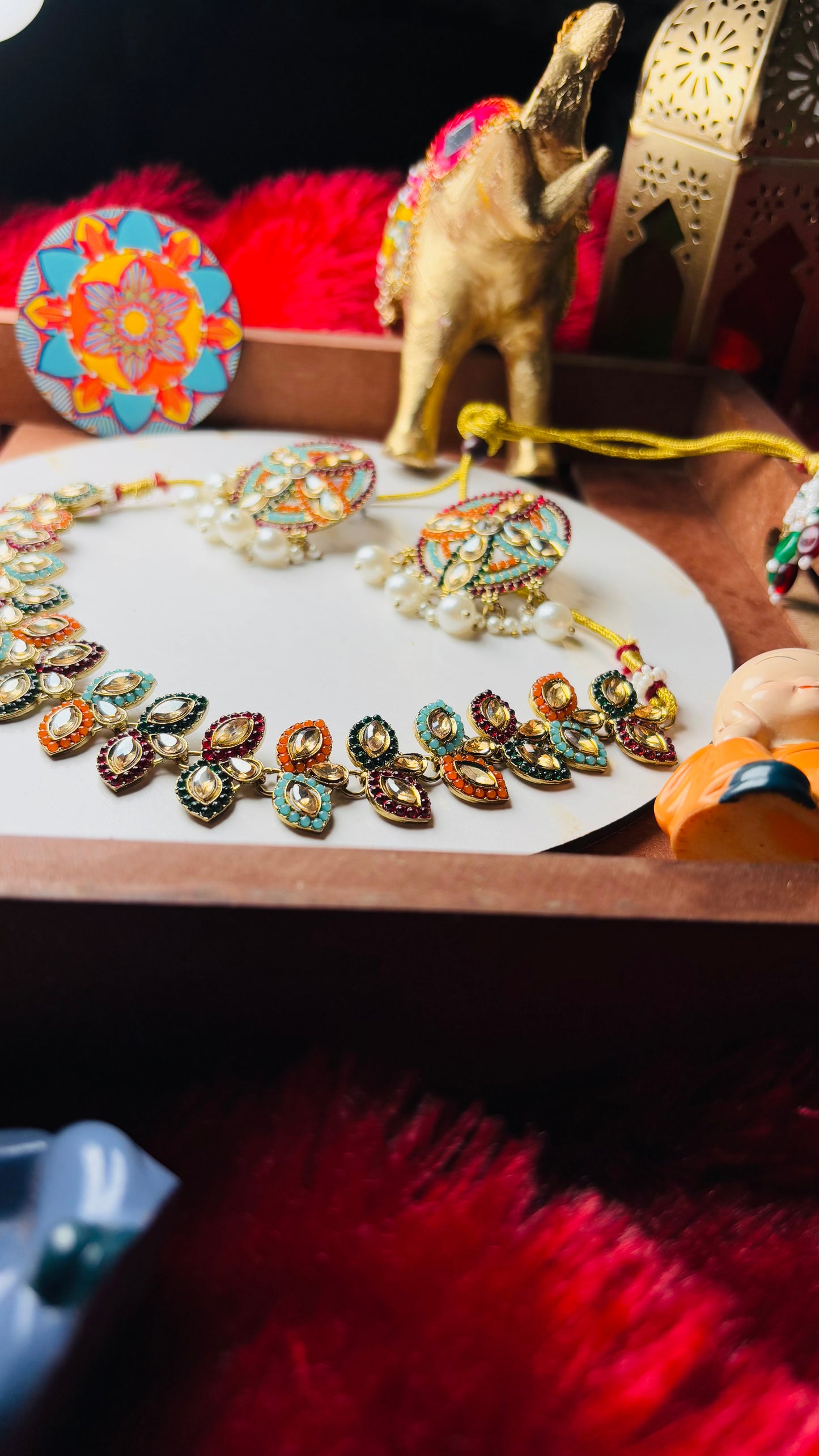 Pakistani Multicoloured Choker and Earrings