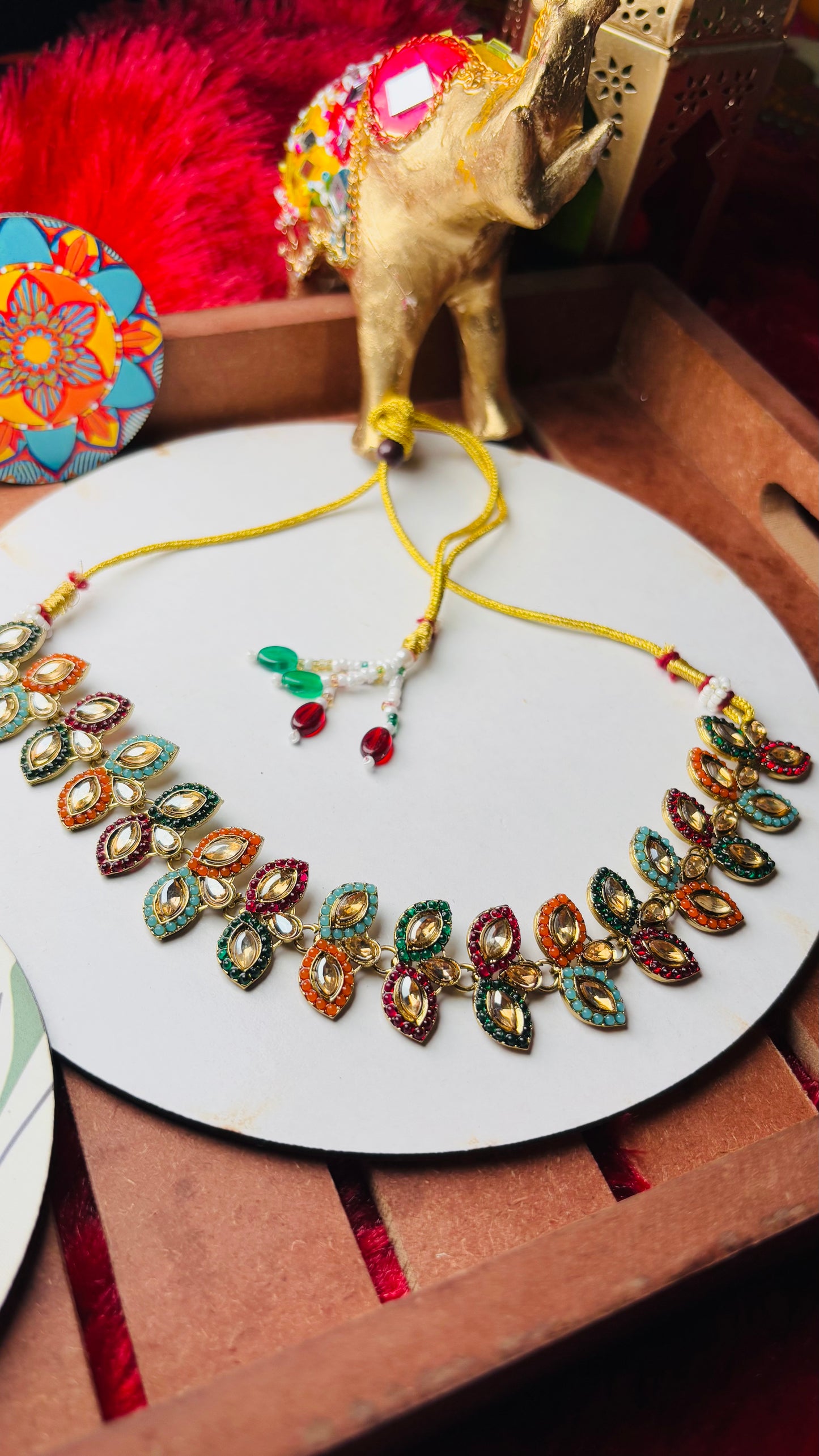 Pakistani Multicoloured Choker and Earrings